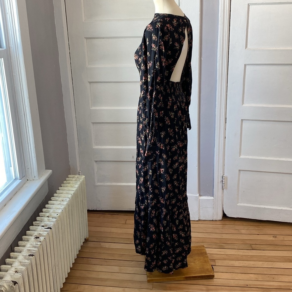 NWT AFRM Gilda Back Cutout Maxi Dress in Noir Bouquet, Size M - Picture 9 of 17